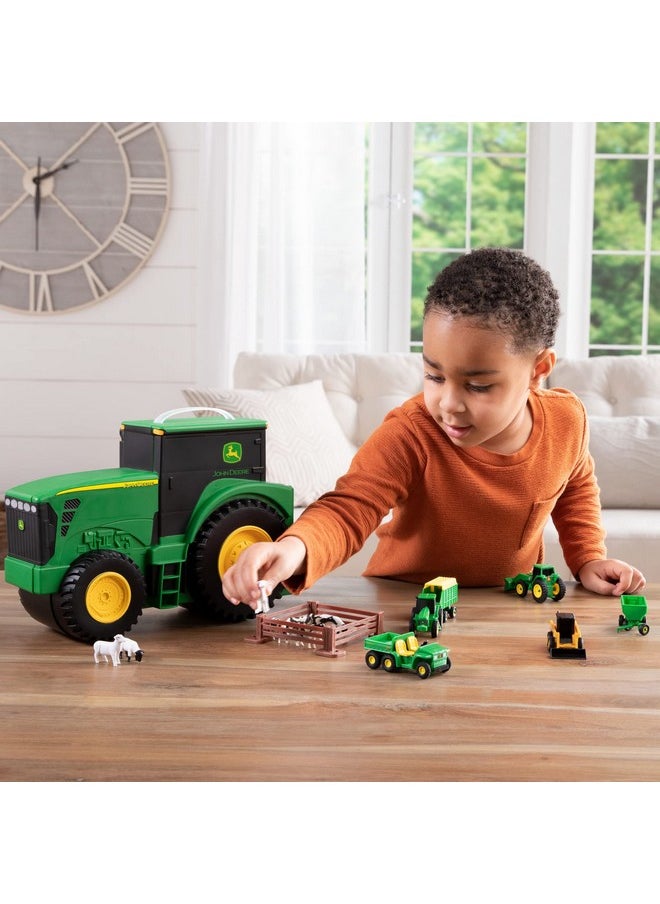 John Deere John Deere Value Set and Carrying Case - Portable Tractor-Shaped Carrying Case with 10 Compartments - Farm Toys - 18 Count - 3 Years and Up,Black/ Green/ Yellow  - Image 3