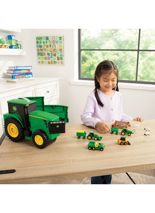 John Deere John Deere Value Set and Carrying Case - Portable Tractor-Shaped Carrying Case with 10 Compartments - Farm Toys - 18 Count - 3 Years and Up,Black/ Green/ Yellow  - Image 4