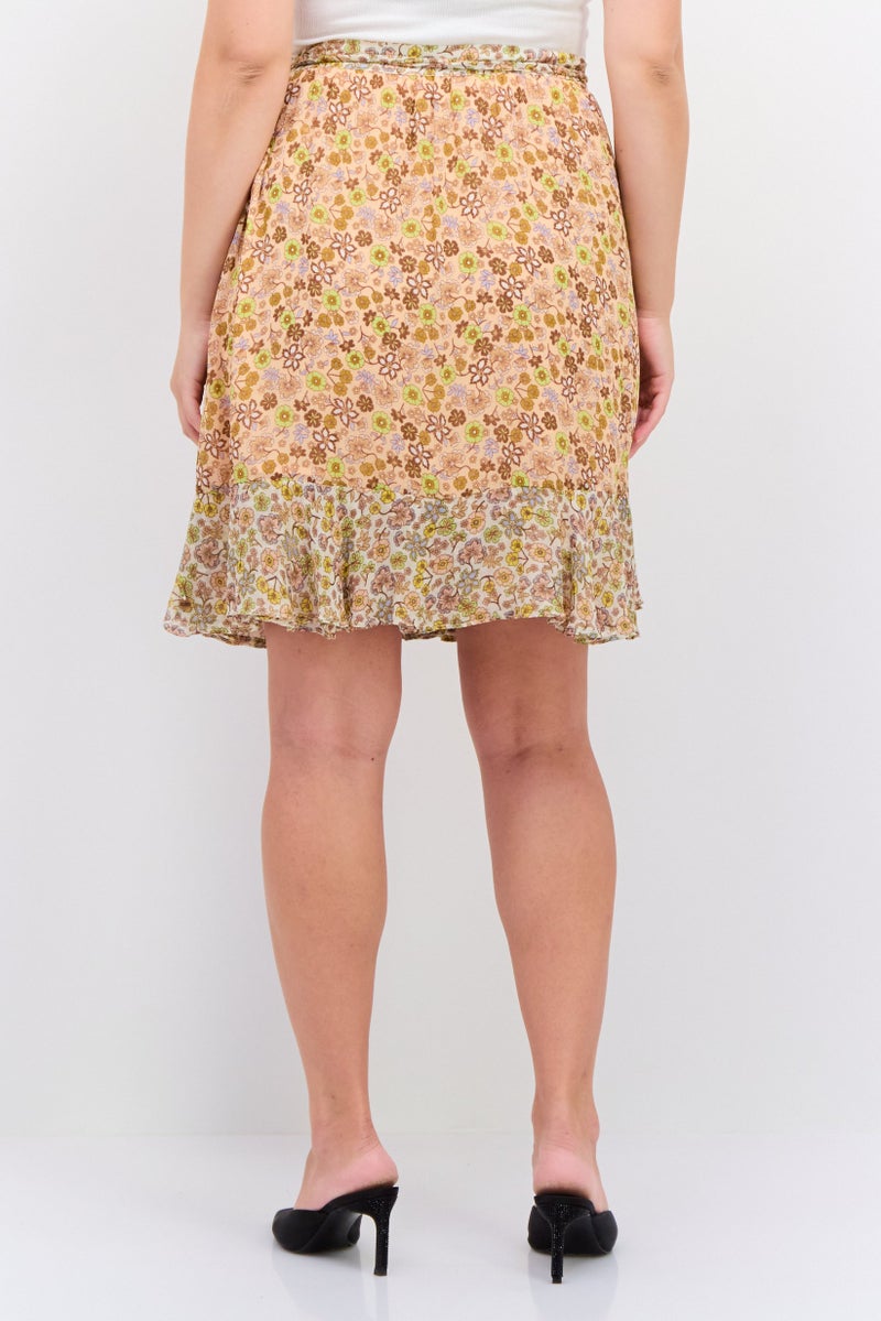 Scotch & Soda تنورة ملفوفة قصيرة مزخرفة بالزهور للنساء، متعددة الألوان - Image 4