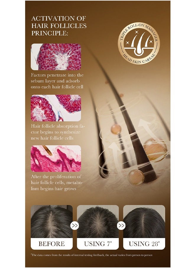 Zozu Anti Hair Loss Regrowth Essence,Hair Boost Strengthen Essence，Promote Hair Circulation Visibly Stronger And More Abundant Looking Hair,Scalp Massage Roller For Hair Loss Treatments, Aids against Hair-thining, Hair Regrowth Treatment-20ML  - Image 4