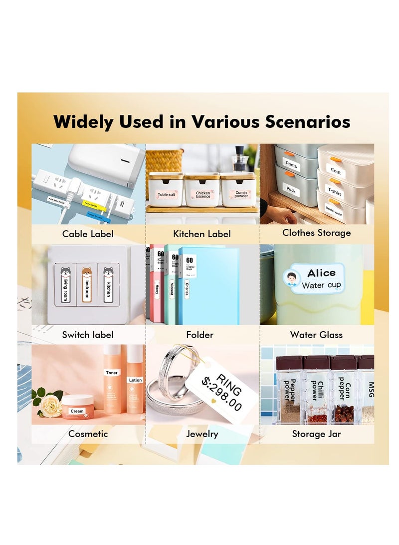 Excefore Cable Label Paper, Labels Maker Tape, Self-Adhesive Sticker, Compatible for D11 D110 D101 Printer, Label Print Paper Label Maker, Name File Folder, Food Cosmetic Office Home Kitchen - Image 5