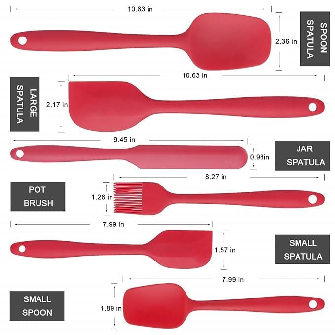 DUDSCOG 6Piece Silicone Spatula Set HeatResistant BPAFree NonStick for Cooking Baking Mixing Kitchen Use - Image 2