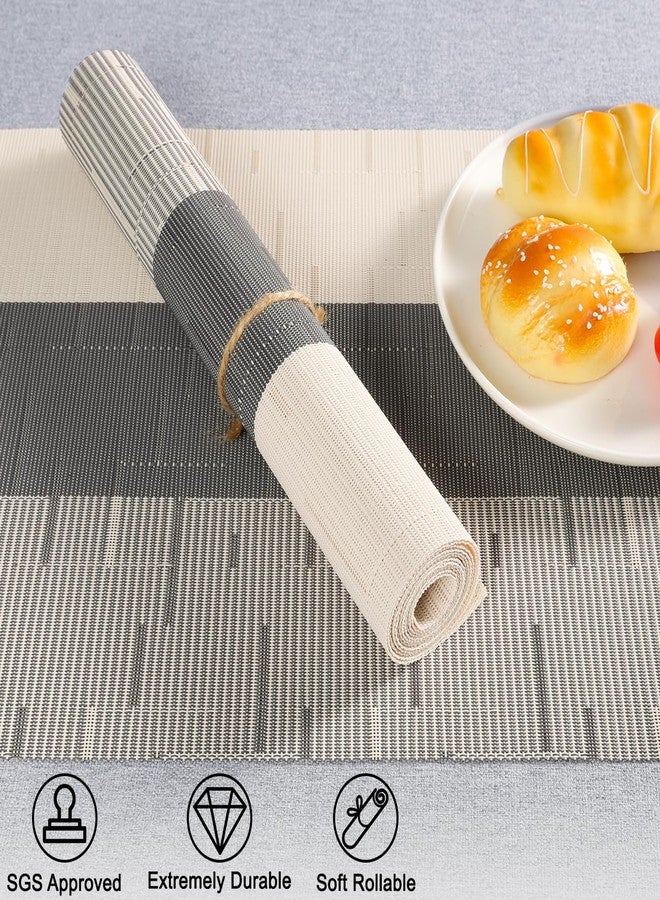 Chitomars Table Runner 88 Inches Long, Vinyl Woven Farmhouse Table Runners Indoor and Outdoor Washable Heatproof Non-Slip Table Decorations for Party Home Dining Table (Beige Dark Gray, 12 x 88 Inch) - Image 2
