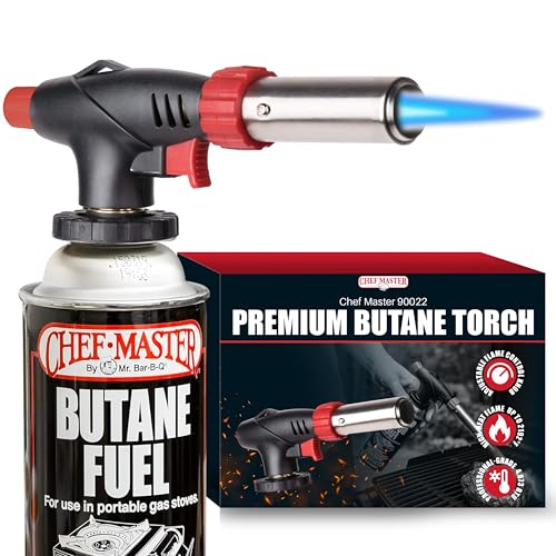 Chef-Master Chef Master Butane Torch Lighter, Refillable Kitchen Torch, Cooking Torch, Adjustable Flame for Creme Brulee, Desserts, BBQ, Crafts, Soldering, Indoor & Outdoor Use - Butane Not Included Model 90022 - Image 1
