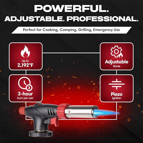 Chef-Master Chef Master Butane Torch Lighter, Refillable Kitchen Torch, Cooking Torch, Adjustable Flame for Creme Brulee, Desserts, BBQ, Crafts, Soldering, Indoor & Outdoor Use - Butane Not Included Model 90022 - Image 2