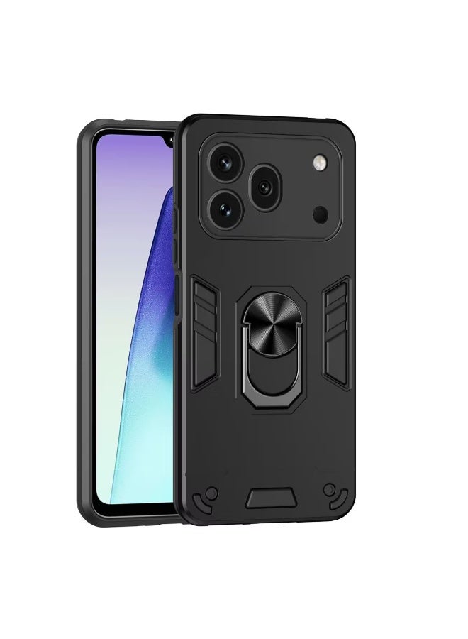 متوافق مع الغطاء الخلفي لهاتف Honor 600 Pro، مزود بحامل للهاتف، يدعم الشحن المغناطيسي، مقاوم للسقوط، متين، بتصميم بسيط، مصنوع من مزيج مادة TPU مع مادة PC - Image 1