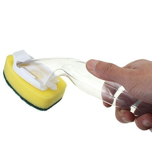 CPEX Dish Wand Kitchen Sink Automatic Dish Cleaner Dispensing Brush and Scrubber with 2 Sponges Refill Soap Liquid Water for Cleaning Oil Stains Kitchen Basins - Image 3
