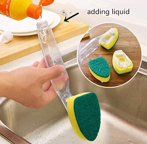 CPEX Dish Wand Kitchen Sink Automatic Dish Cleaner Dispensing Brush and Scrubber with 2 Sponges Refill Soap Liquid Water for Cleaning Oil Stains Kitchen Basins - Image 4