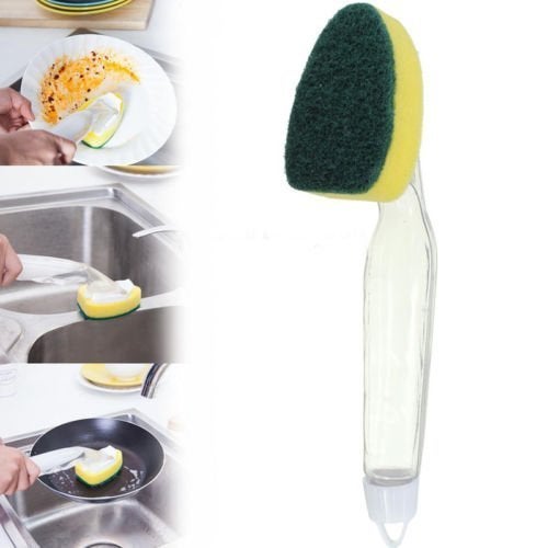 CPEX Dish Wand Kitchen Sink Automatic Dish Cleaner Dispensing Brush and Scrubber with 2 Sponges Refill Soap Liquid Water for Cleaning Oil Stains Kitchen Basins - Image 2