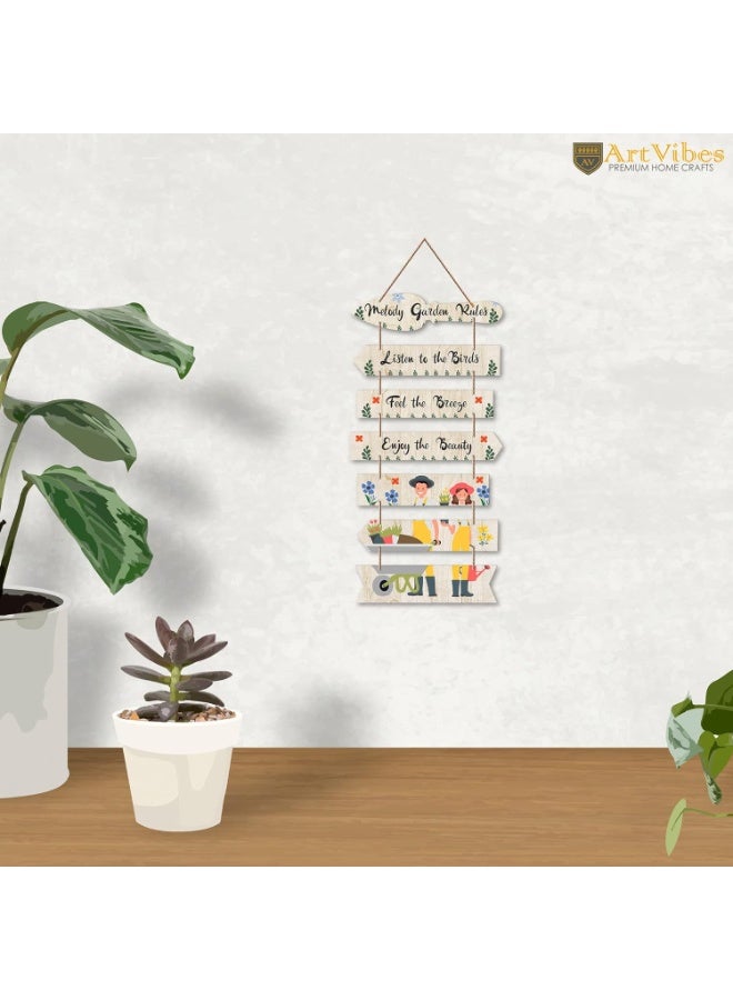 Artvibes Melody Garden Rules Wooden Wall Art For Garden | Balcony | Quotes Decor Item | Decoration Wall Hanging Items | Wall Poster | Unique Gift | Garden Quotes Wall Hanging (WH_7003N) - Image 4