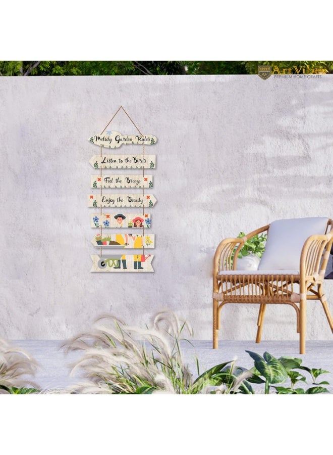 Artvibes Melody Garden Rules Wooden Wall Art For Garden | Balcony | Quotes Decor Item | Decoration Wall Hanging Items | Wall Poster | Unique Gift | Garden Quotes Wall Hanging (WH_7003N) - Image 3