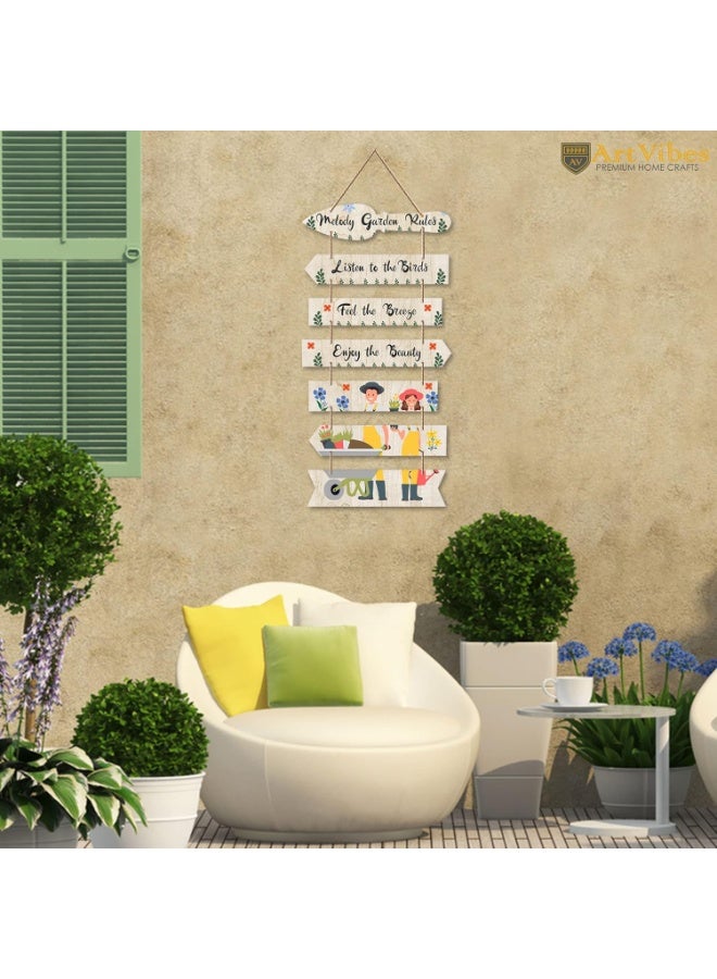 Artvibes Melody Garden Rules Wooden Wall Art For Garden | Balcony | Quotes Decor Item | Decoration Wall Hanging Items | Wall Poster | Unique Gift | Garden Quotes Wall Hanging (WH_7003N) - Image 2