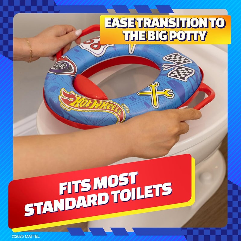 Hot Wheels Soft Potty Training Seat for Toilet with Storage Hook NonSlip Potty Ring with Splash Guard Builtin Handles for Toddlers - Image 4