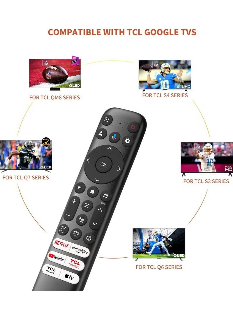 TIGER - Voice Replacement Remote for TCL Google TV – Compatible with TCL Q6, Q7, QM8, S3, and S4 Series | Smart TV Voice Control Remote with Built-in Mic | Easy Pairing, Lightweight, Durable Design | Replacement Remote for Google TV TCL Smart TVs - Image 1