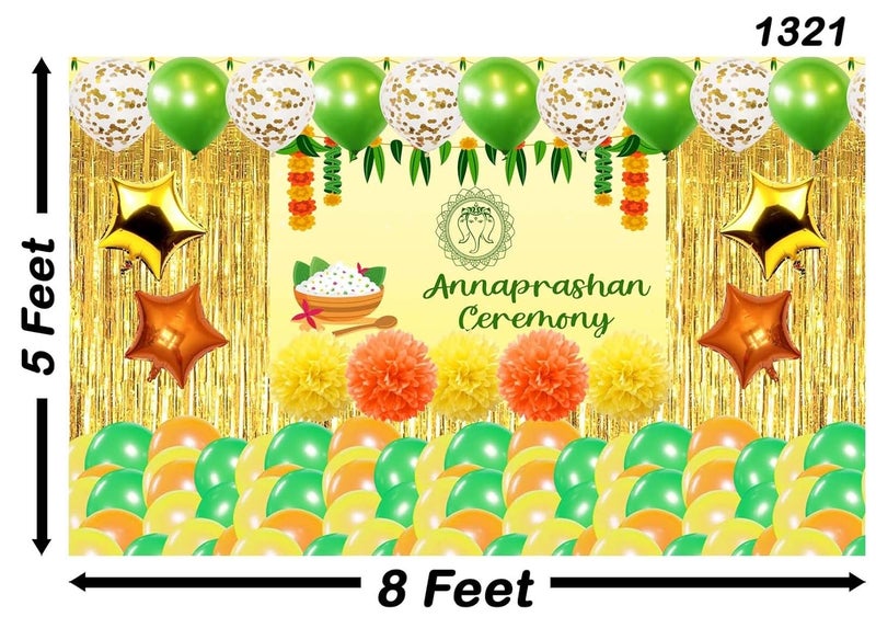 Backdropon Annaprashan Ceremony for First Rice Ceremony Design Backdrop for Party Decoration Traditional/Background Curtain Cloth for Pooja/Festival Size 5 Feet Height and 8 Feet Width(5 * 8) - Image 3