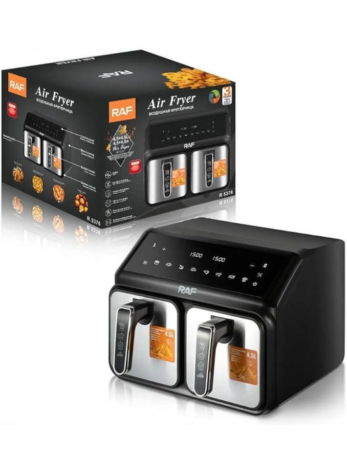 Digital oil-free fryer, 2 drawers, 4.5+4.5 liters, RAF R.5376 (3-year warranty)