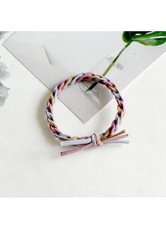Korean-Japanese Colorful Hair Ties Thick Weave Elastic Ponytail Bands 7# Gray + bean paste powder/mixed color