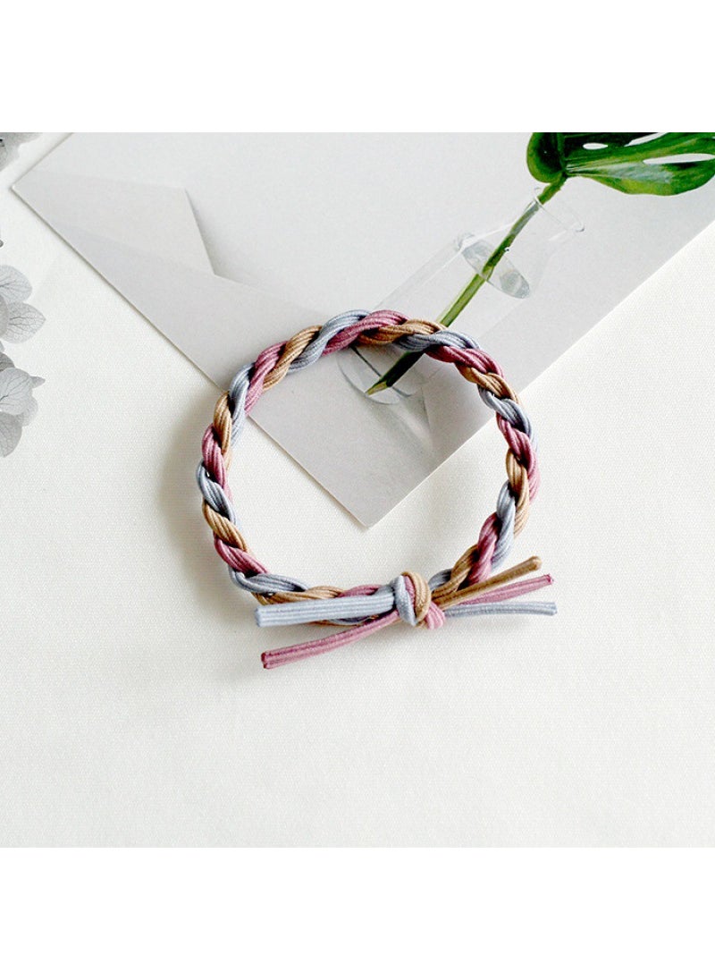Generic - Korean-Japanese Colorful Hair Ties Thick Weave Elastic Ponytail Bands 7# Gray + bean paste powder/mixed color - Image 1