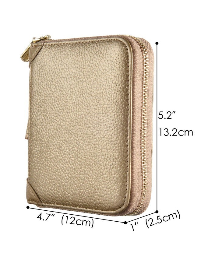 Easyoulife Womens Credit Card Holder Wallet Zip Leather Card Case Rfid Blocking (Gold) - Image 5