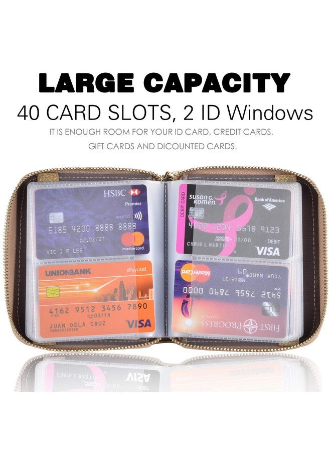 Easyoulife Womens Credit Card Holder Wallet Zip Leather Card Case Rfid Blocking (Gold) - Image 3