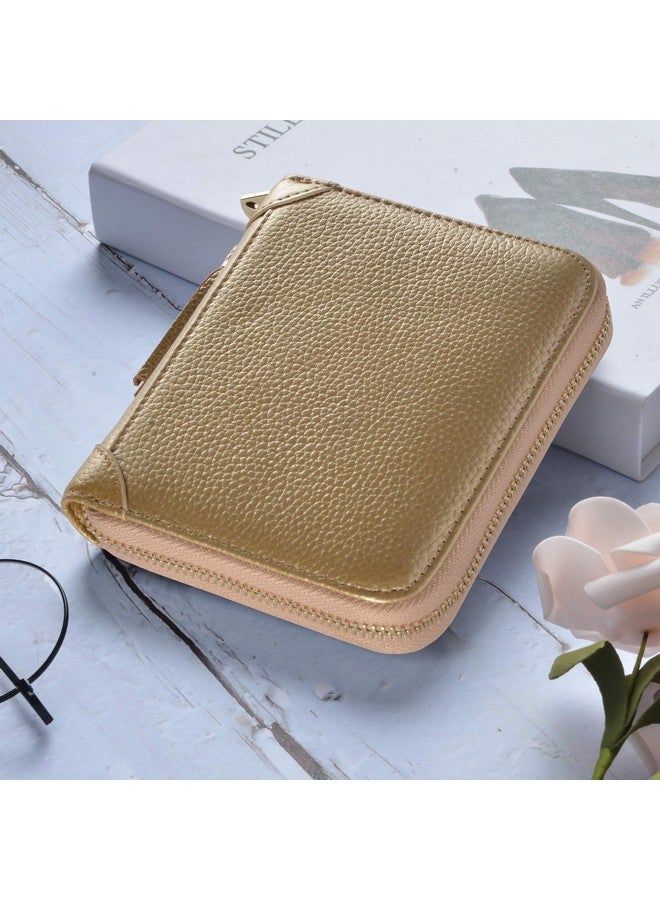 Easyoulife Womens Credit Card Holder Wallet Zip Leather Card Case Rfid Blocking (Gold) - Image 2