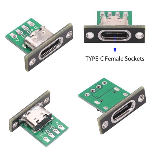 Teansic 10PCS Type C Female Socket Converter Board,USB 3.1 Female Connector with Black Fixing Plate - Image 4