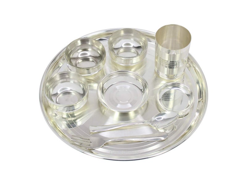 GoldGiftIdeas أفكار هدايا ذهبية 12 بوصة طقم عشاء كاتا مطلي بالفضة للمنزل - Image 5