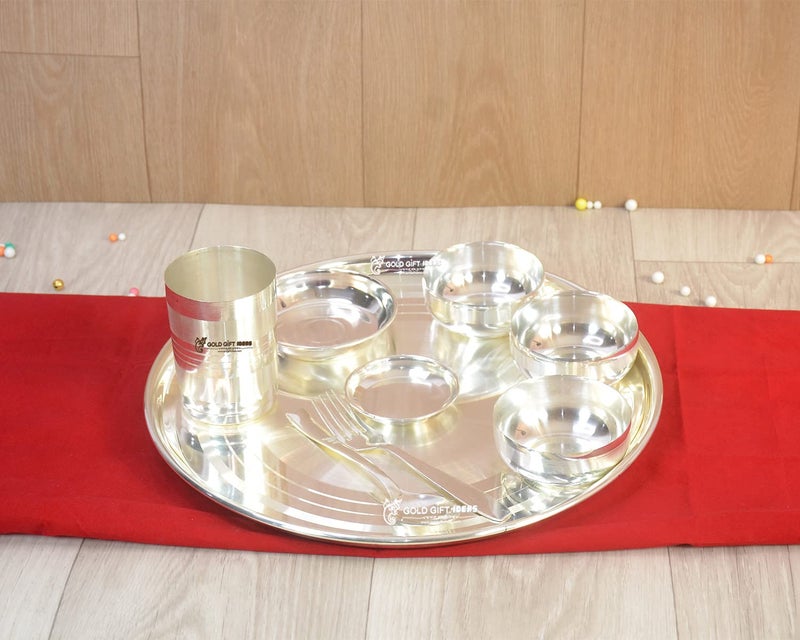 GoldGiftIdeas أفكار هدايا ذهبية 12 بوصة طقم عشاء كاتا مطلي بالفضة للمنزل - Image 4
