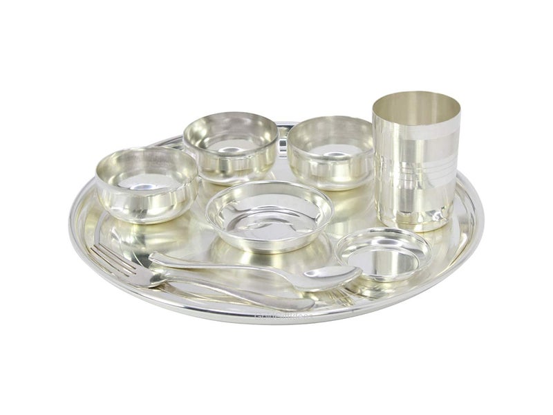 GoldGiftIdeas أفكار هدايا ذهبية 12 بوصة طقم عشاء كاتا مطلي بالفضة للمنزل - Image 3