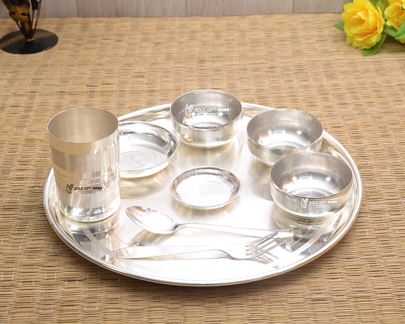 GoldGiftIdeas أفكار هدايا ذهبية 12 بوصة طقم عشاء كاتا مطلي بالفضة للمنزل - Image 2