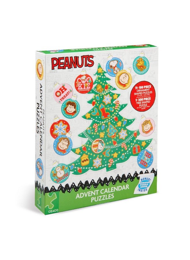 Ceaco - Peanuts 12 Days Of Christmas Advent Calendar Puzzles - Eleven 100 Piece Mini Ornament Jigsaw Puzzles And One 300 Piece Christmas Tree Jigsaw Puzzle - 1,400 Total Pieces - Image 1