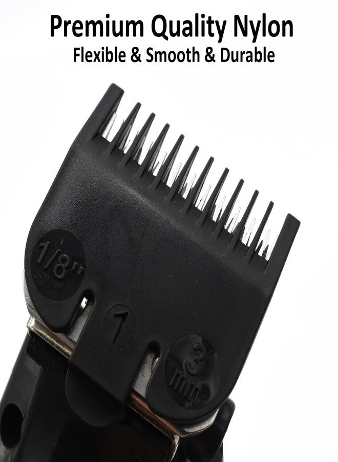 AIRERA Professional Hair Clipper Attachment Combs Cutting Guides Guards #3170-400, 1/8", 1/4", 3/8", 1/2" Compatible with Most Wahl Standard Full Sized 5 Star Series Magic Clip Senior Hair Clippers (Black) - Image 3