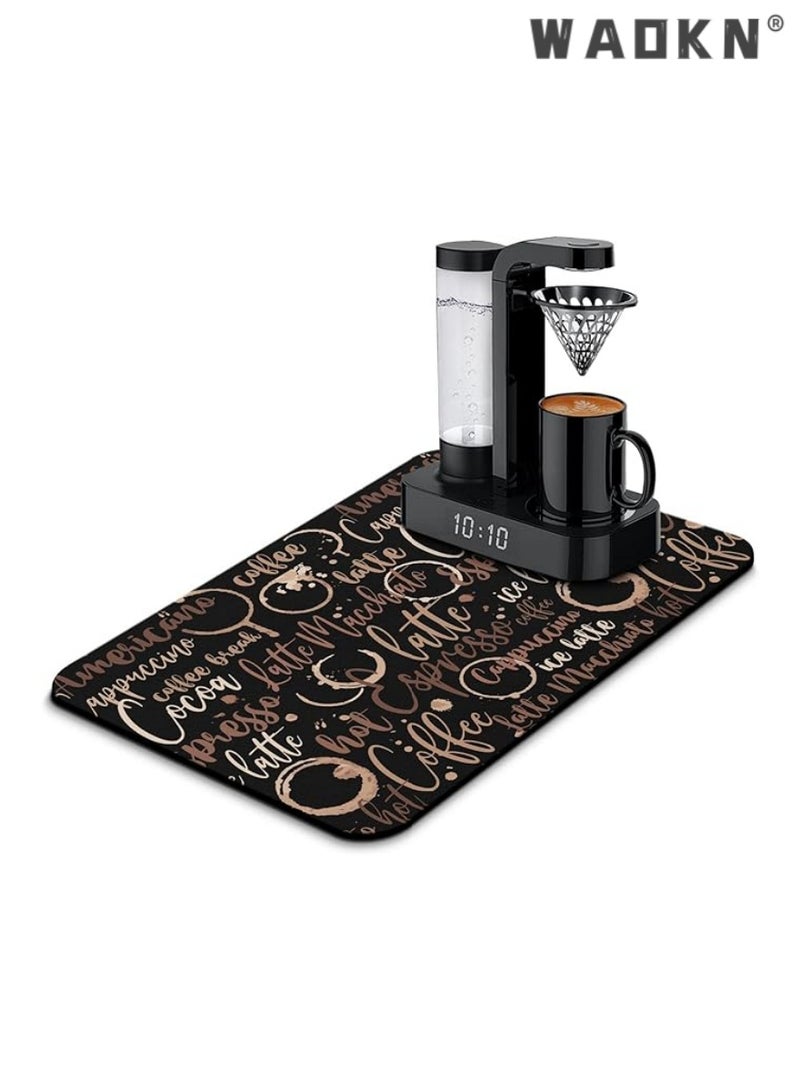 WAOKN Home Coffee Maker Mat for Countertops,Dish Drying Mat,Coffee Bar Decor,Coffee Machine Pads,Absorbent, Washable,Drying Mat for Kitchen Counter  - Image 1