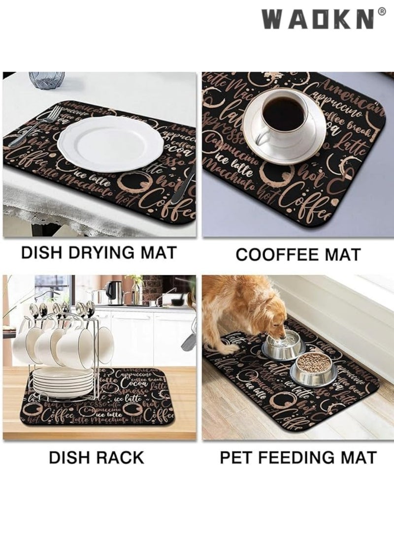WAOKN Home Coffee Maker Mat for Countertops,Dish Drying Mat,Coffee Bar Decor,Coffee Machine Pads,Absorbent, Washable,Drying Mat for Kitchen Counter  - Image 2
