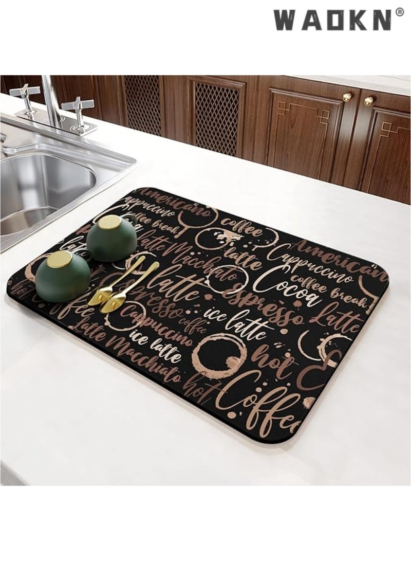 WAOKN Home Coffee Maker Mat for Countertops,Dish Drying Mat,Coffee Bar Decor,Coffee Machine Pads,Absorbent, Washable,Drying Mat for Kitchen Counter  - Image 4