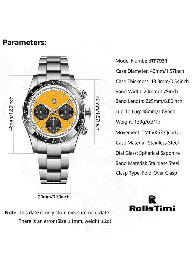 رولستيمي الرجال الكوارتز الساعات الرياضية ، يوميا للماء ، تصحيح مضيئة ، مع حركة الكوارتز المستوردة ، كرونوغراف ، الرياضة الأزياء ووتش رت-7931 - Image 5