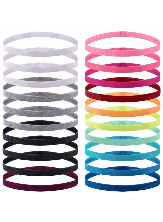 Duufin 20 Pieces Non-Slip Elastic Headbands Workout Headband Colorful Sweatband Fashion Yoga, Running Sport Headbands for Women, Men and Girls, 14 Colors  - Image 1