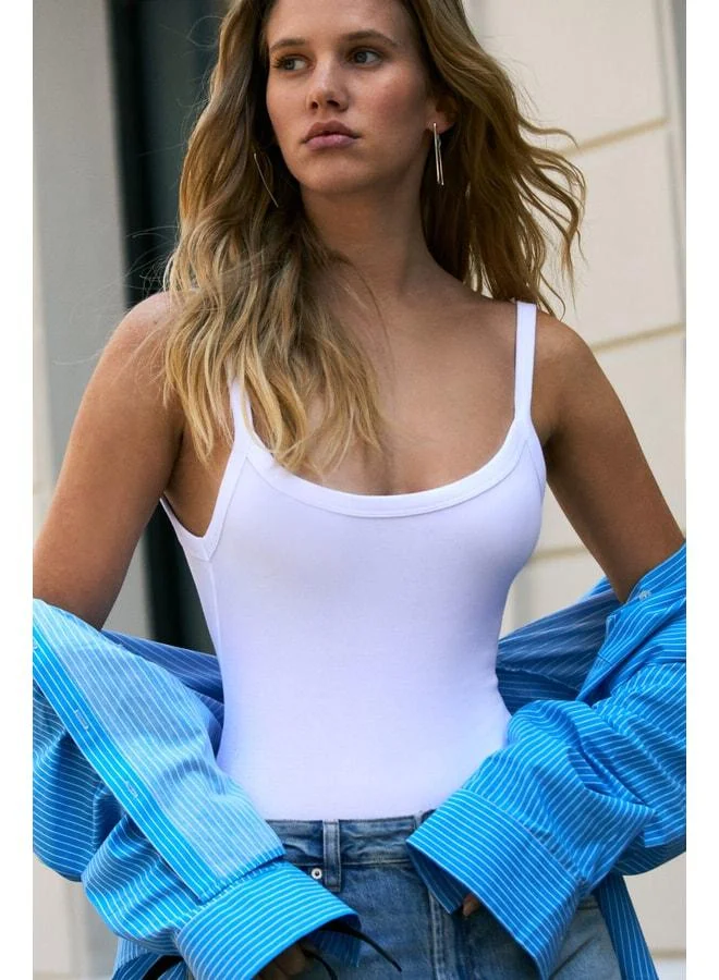 Ethiquet ELVENA Women's Soft and Flexible Fabric Organic Cotton Snap-Button White Body Suit.