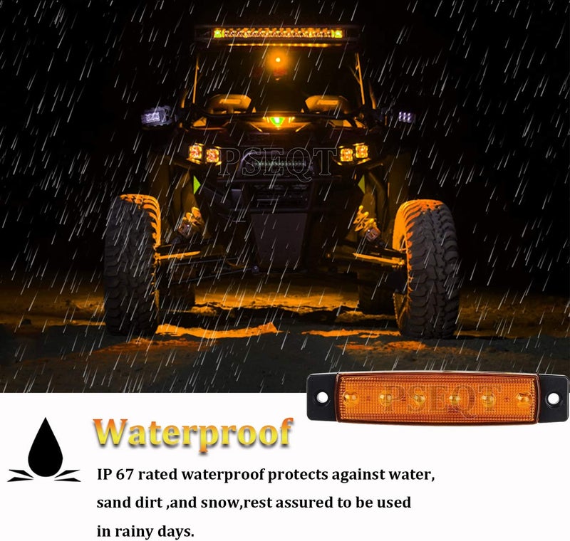 PSEQT 10 Pcs LED Rock Strip Lights Car Underglow Wheel Fender Well Lighting Kits Waterproof for Golf Cart Wrangler Offroad Truck RV UTV ATV Snowmobile (Amber Yellow) - Image 4