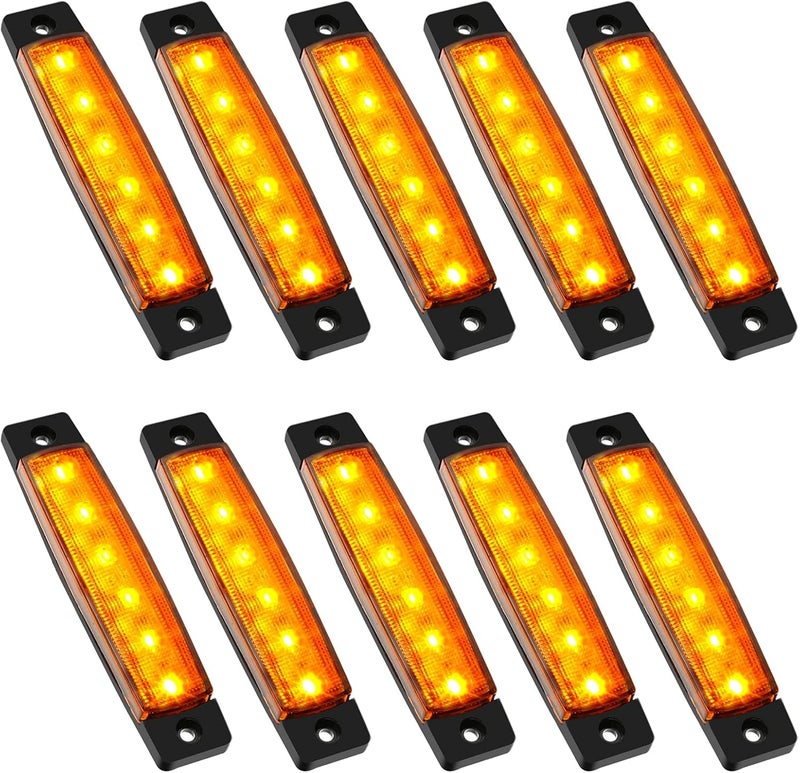 PSEQT 10 Pcs LED Rock Strip Lights Car Underglow Wheel Fender Well Lighting Kits Waterproof for Golf Cart Wrangler Offroad Truck RV UTV ATV Snowmobile (Amber Yellow) - Image 1