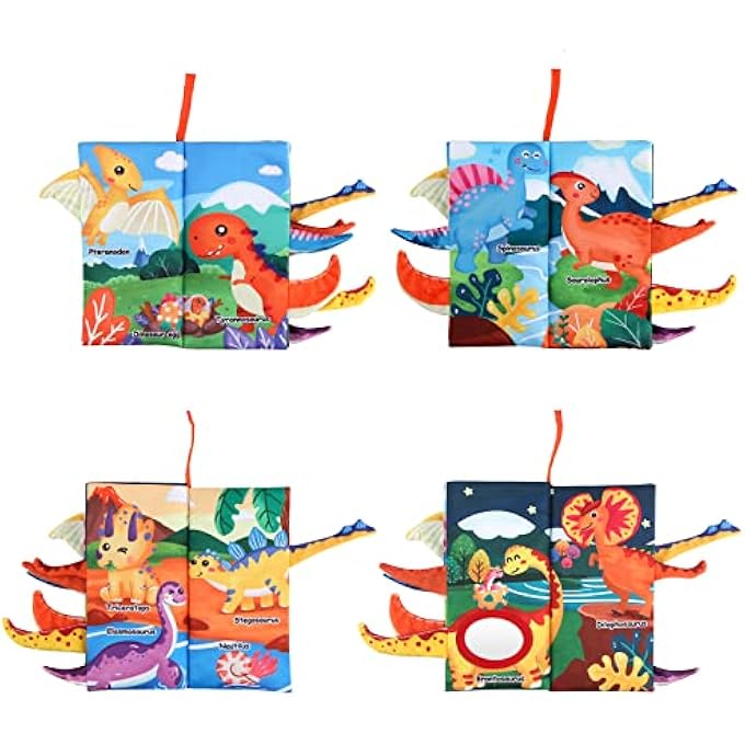BABY DINOSAUR TAIL CLOTH BOOK, TOUCH AND FEEL CRINKLE CLOTH BOOK FOR TODDLER, INFANTS EARLY EDUCATION SENSORY TOY - Image 3