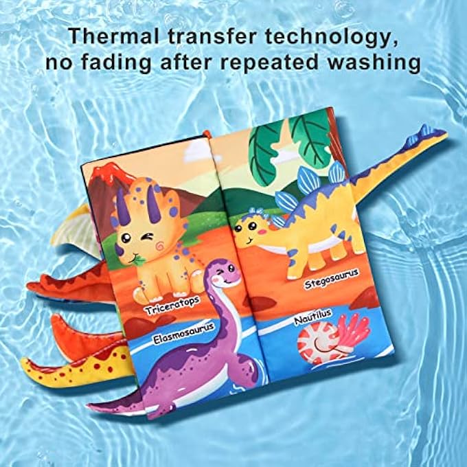 BABY DINOSAUR TAIL CLOTH BOOK, TOUCH AND FEEL CRINKLE CLOTH BOOK FOR TODDLER, INFANTS EARLY EDUCATION SENSORY TOY - Image 4