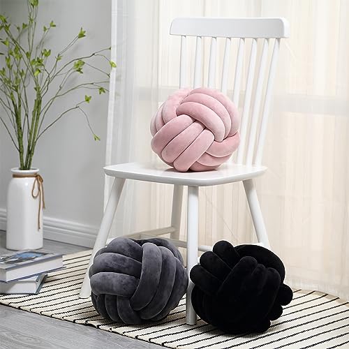 Petrella Knot Pillows Ball Round Throw Pillows Home Decor Cushion Decorative Aesthetic Throw Pillows，Pink 8inch - Image 4