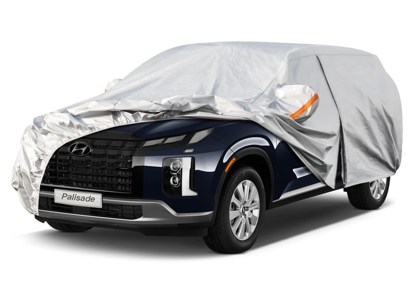 Kayme 6 Layers SUV Car Cover Custom Fit for Hyundai Palisade 20192025 Waterproof All Weather for Automobiles Outdoor Full Cover Rain Sun UV ProtectionSilver