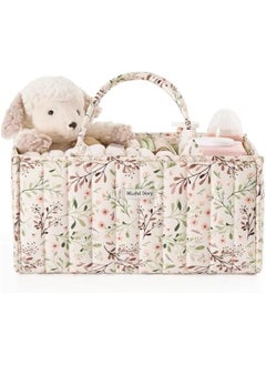 ميكسد Blissful Diary Floral Diaper Caddy Organizer, Stylish Nursery Storage Basket, Gift for Baby Shower, Baby Registry Must Have, Newborn Essentials, Pastoral Daisy  - Image 1