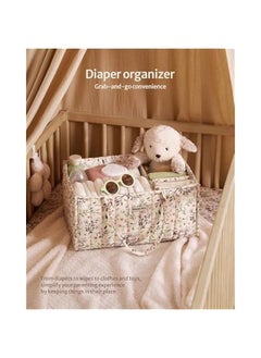 ميكسد Blissful Diary Floral Diaper Caddy Organizer, Stylish Nursery Storage Basket, Gift for Baby Shower, Baby Registry Must Have, Newborn Essentials, Pastoral Daisy  - Image 4