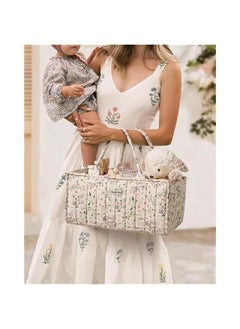 ميكسد Blissful Diary Floral Diaper Caddy Organizer, Stylish Nursery Storage Basket, Gift for Baby Shower, Baby Registry Must Have, Newborn Essentials, Pastoral Daisy  - Image 5