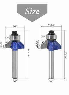 Y&D 45 Degree Chamfer Router Bit Set, 1/4 Inch Shank Industrial Grade Top End Bearing Bevel Edge, Ideal for Angled Edges  - Image 3