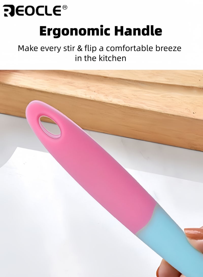 ريوكل قطعتان من ملعقة السيليكون المقاومة للحرارة، أداة متينة للطهي في المطبخ أو الهواء الطلق، لا تحتاج إلى بطاريات، تصميم واسع مثالي لتقليب وتقديم شرائح اللحم، البيتزا، الشواء، أو البان كيك - Image 3