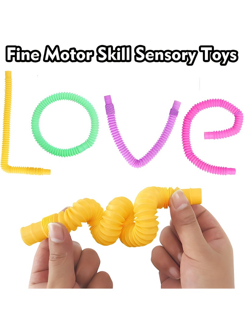 MAGIC VAULT 12 Pcs Fun Pop Tubes for Kids Stretch, Random Color Stretch Tube Fidget Toys, Sensory Toys Pack Cheap Fidgeting Game Kill Time - Image 2